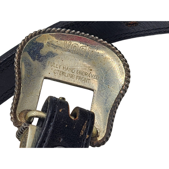 Vogt Belt Steerhide Leather Sterling Buckle Western Conchos Southwest Style 32 - Picture 10 of 16